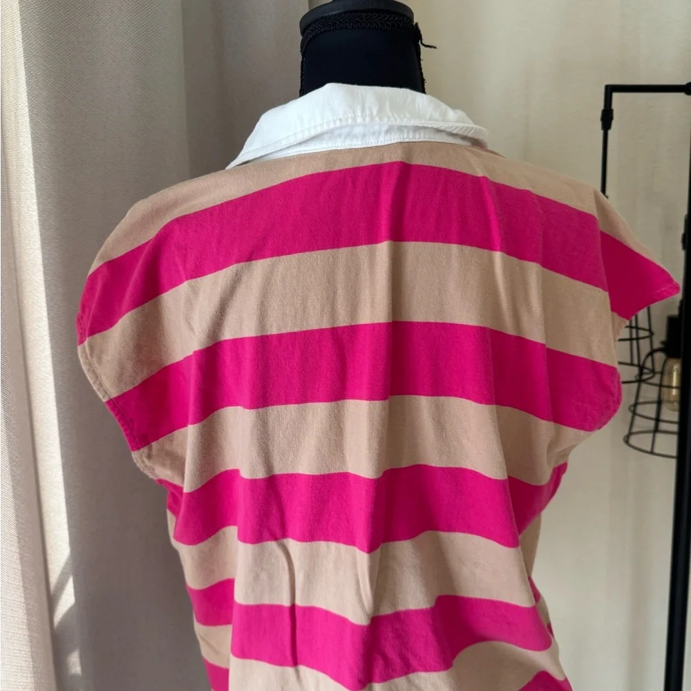Anthropologie Maeve Sleeveless Polo Porter Shirt Preppy Stripes Size Medium - Picture 6 of 7
